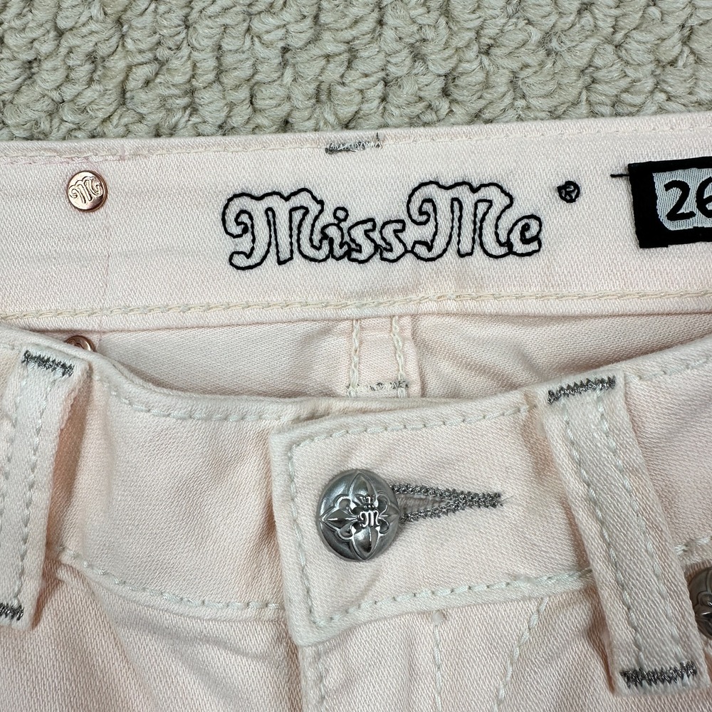 Miss Me Jeans Womens 26 Bubble Gum Pink Skinny Embroidered Rhinestone Cross - Picture 15 of 16